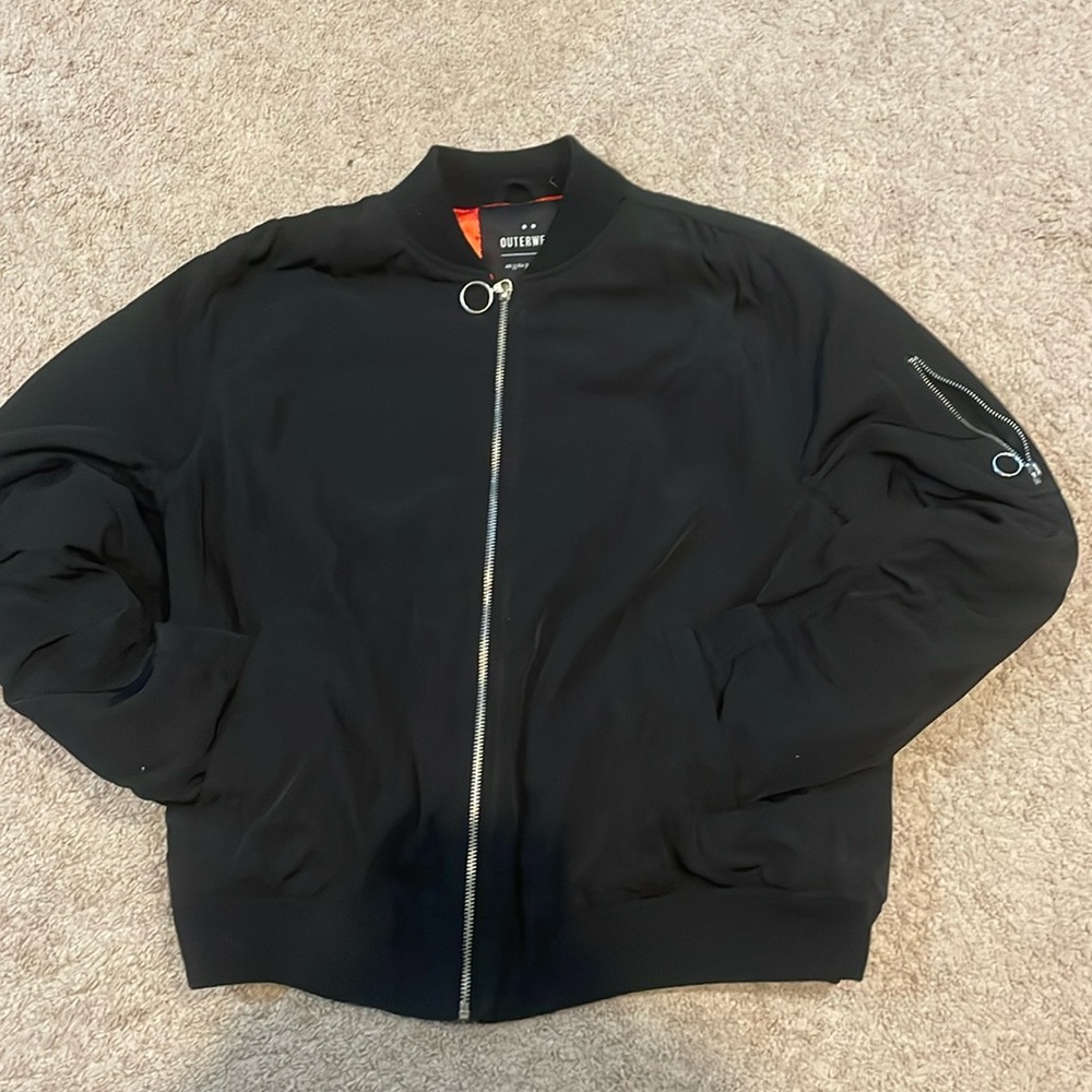 Black zip up jacket, stylish, medium/large, polyester, from Cotton On